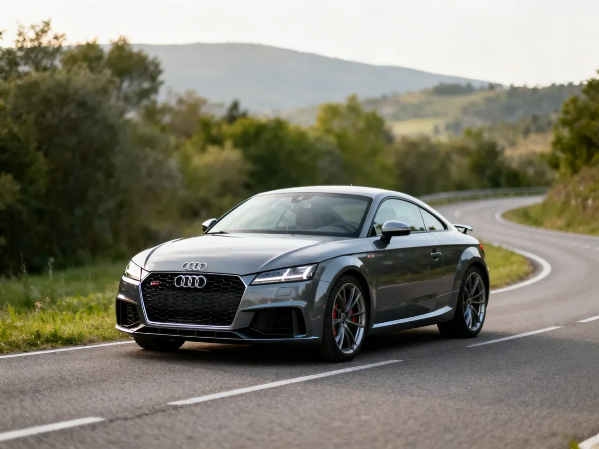 Zadbane Audi TT coupe na malowniczej drodze