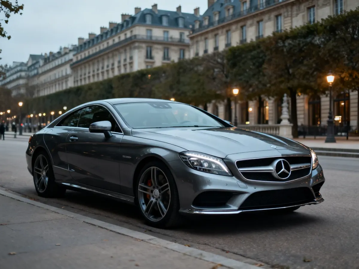 Srebrny Mercedes-Benz CL na eleganckiej miejskiej ulicy
