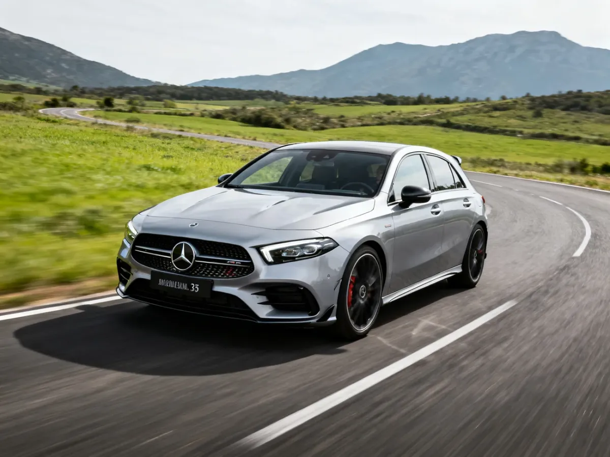Mercedes-AMG A 35 hatchback na krętej drodze