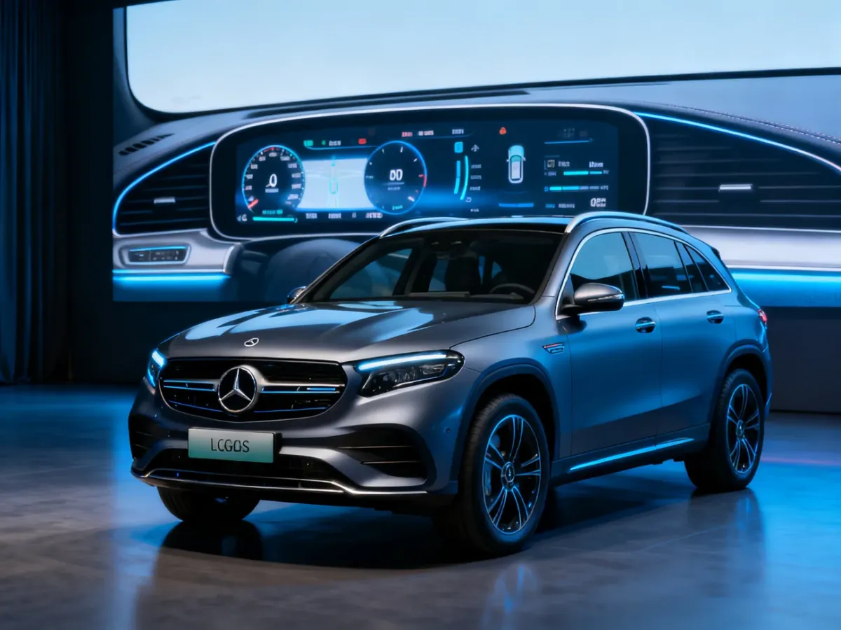 Nowoczesny elektryczny Mercedes GLC z futurystycznym wnętrzem