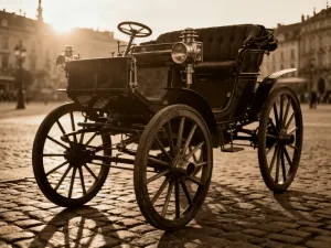 Nowoczesny sedan BMW serii 3 zaparkowany na malowniczej górskiej drodze w świetle zachodzącego słońca.