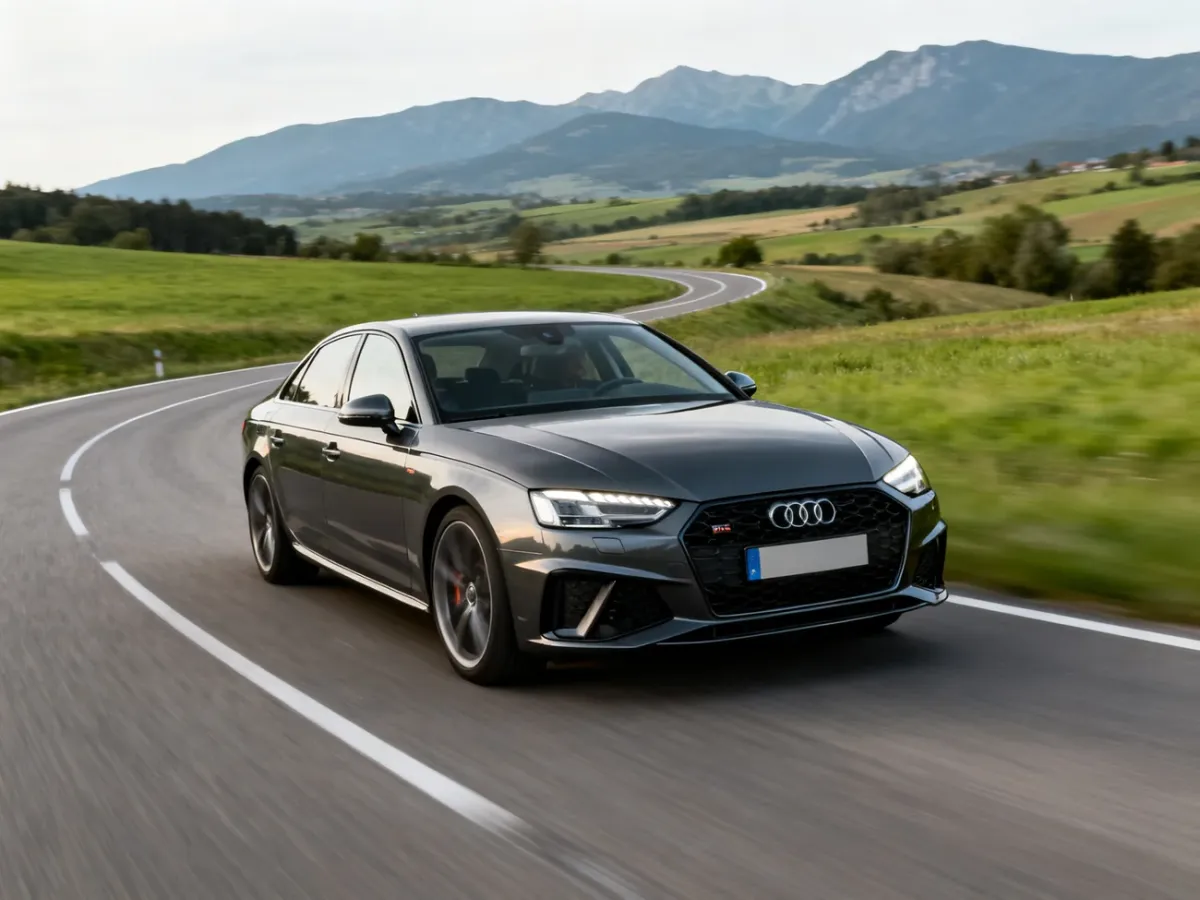 Audi S4 podczas dynamicznej jazdy po krętej drodze