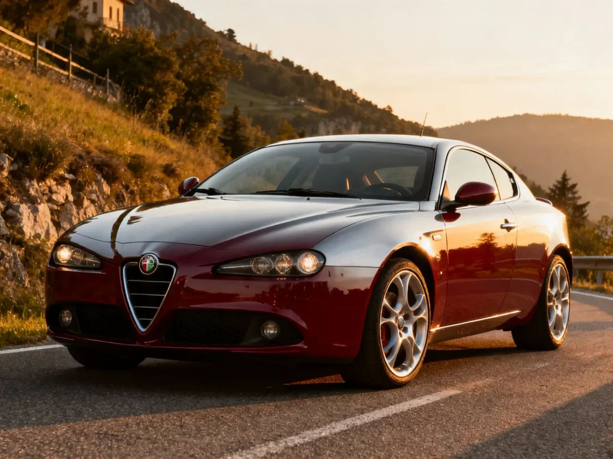 Alfa Romeo Brera coupé o eleganckiej włoskiej sylwetce na malowniczej drodze