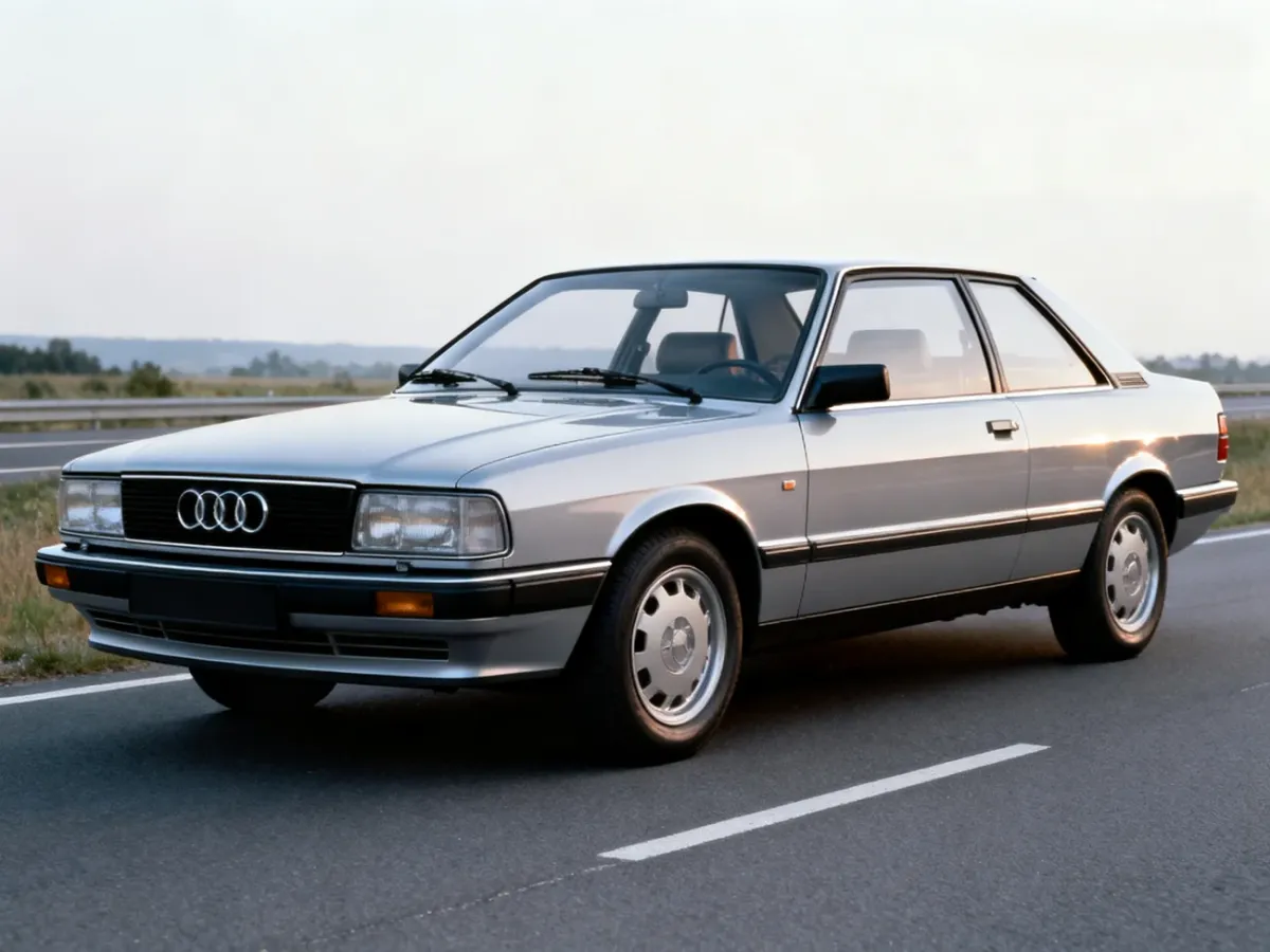 Klasyczne Audi 100 C3 o aerodynamicznej sylwetce na drodze