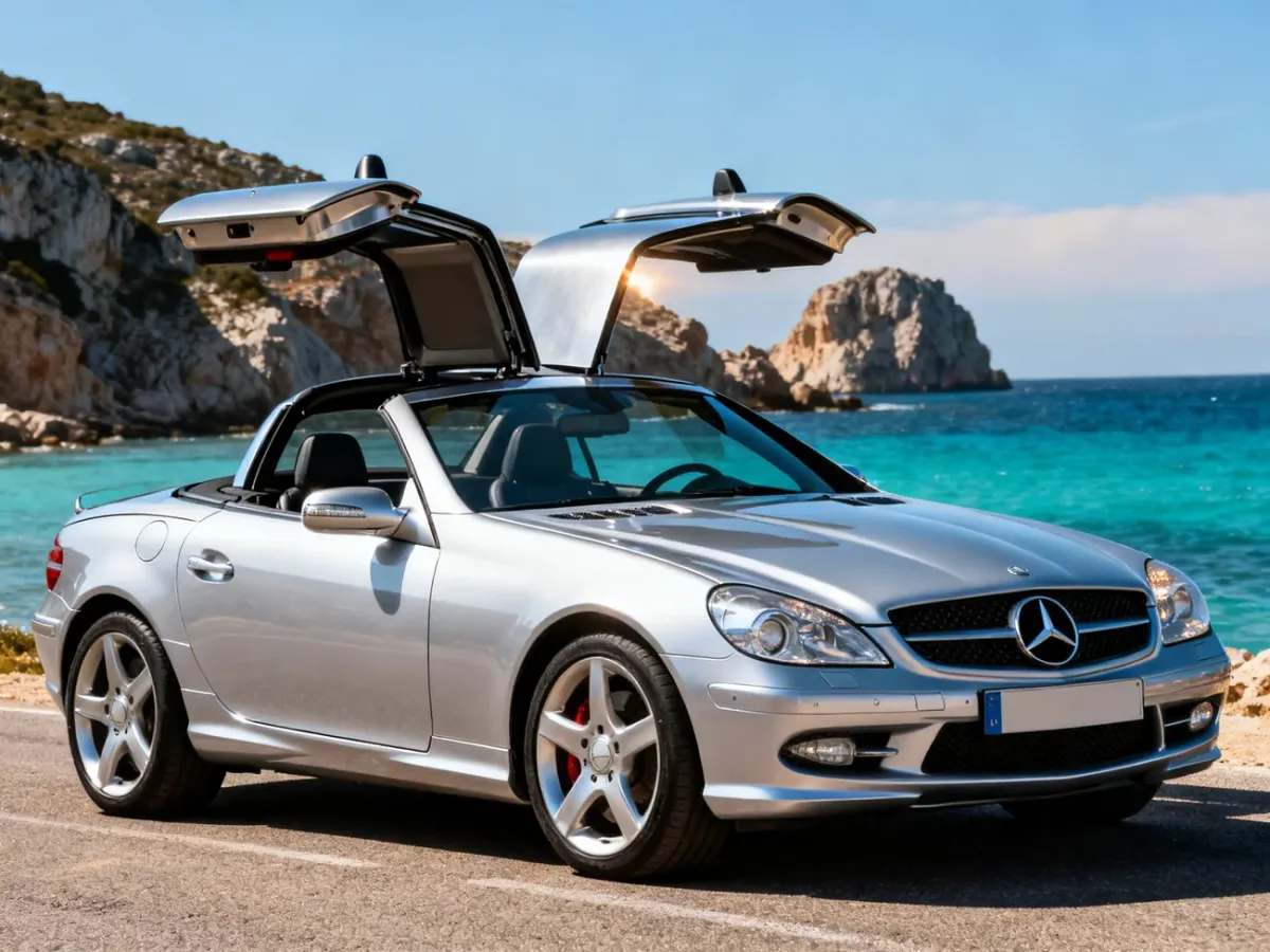 Mercedes-Benz SLK z otwieranym stalowym dachem Vario nad morzem