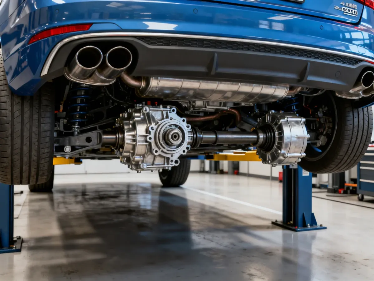 Układ napędu quattro Audi A4 z centralnym mechanizmem różnicowym i tylnym dyferencjałem