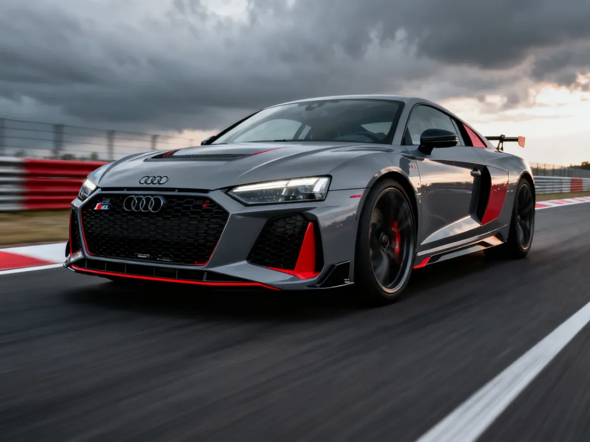 Sportowe Audi RS podczas dynamicznej jazdy po torze wyścigowym