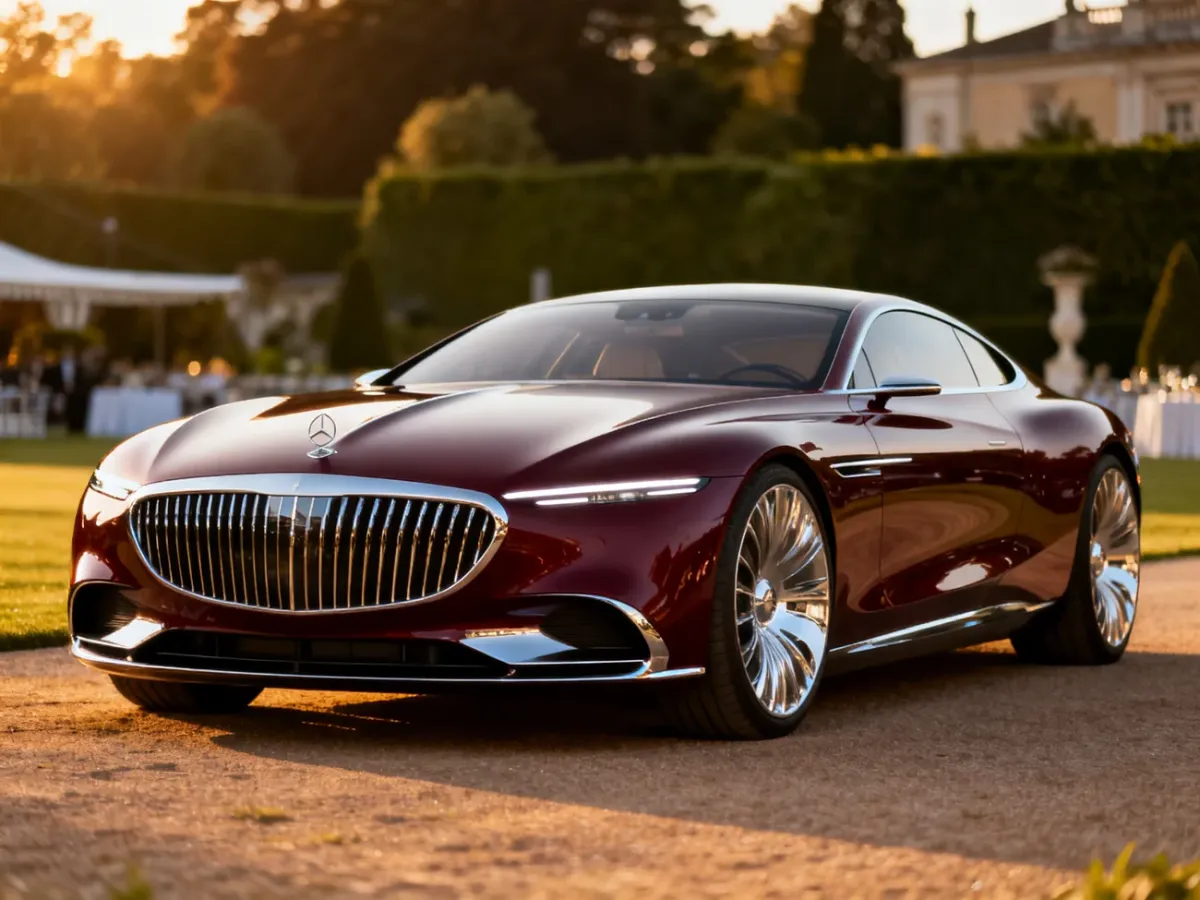 Vision Mercedes-Maybach 6 w ujęciu trzy czwarte podczas eleganckiego konkursu samochodowego