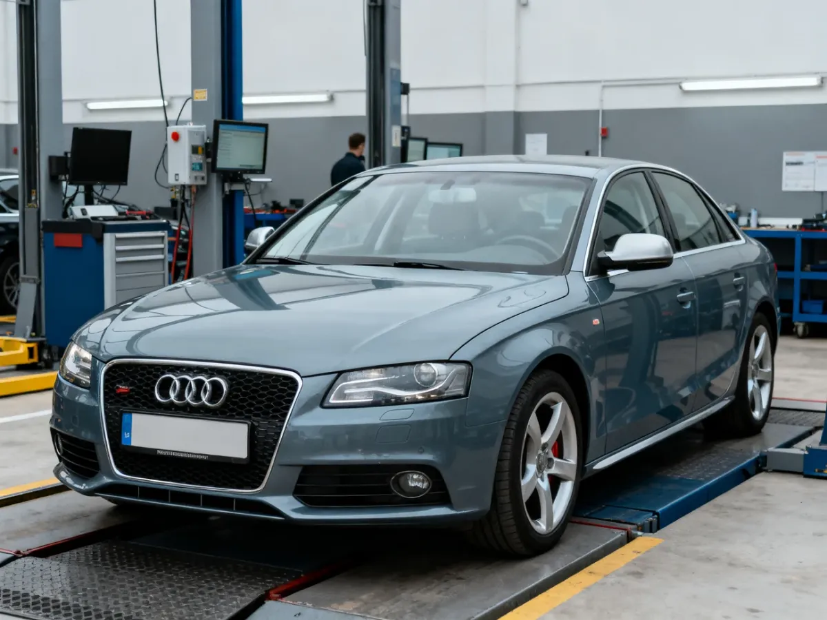 Poliftowe Audi A4 B8 podczas oględzin w warsztacie