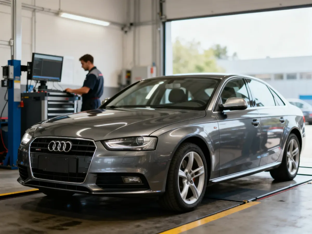 Używane Audi A4 B8 podczas oględzin w warsztacie