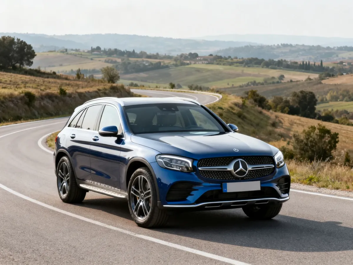 Nowoczesny Mercedes GLC na malowniczej drodze