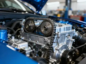 Mercedes CLS 63 AMG zaparkowany na nowoczesnej drodze w świetle zachodzącego słońca, podkreślającym jego sportową sylwetkę.
