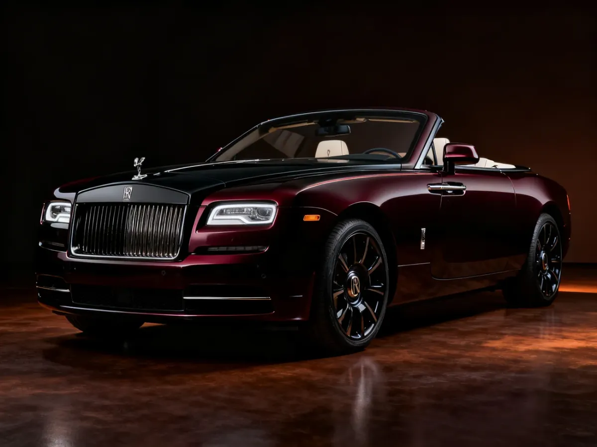 Rolls-Royce La Rose Noire Droptail w głębokim bordowo-czarnym lakierze