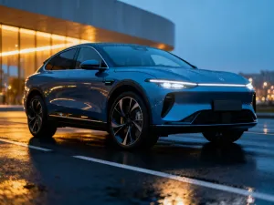 Nowoczesny Mercedes klasy A W176 zaparkowany na cichej ulicy w świetle zachodzącego słońca.