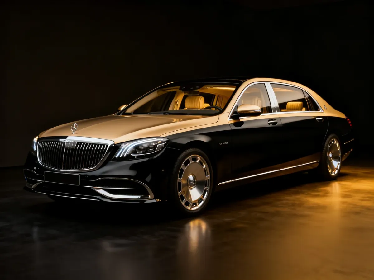 Luksusowy Mercedes-Maybach w dwukolorowym nadwoziu i eleganckim otoczeniu