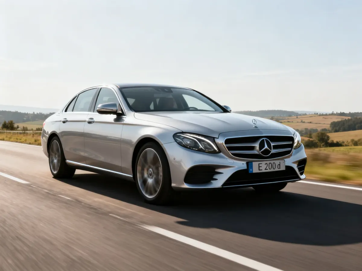 Mercedes-Benz E 220 d sedan na malowniczej trasie