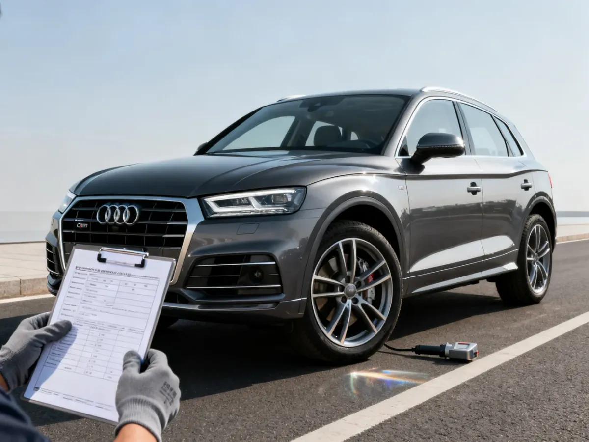 Audi Q5 SUV podczas oględzin przed zakupem